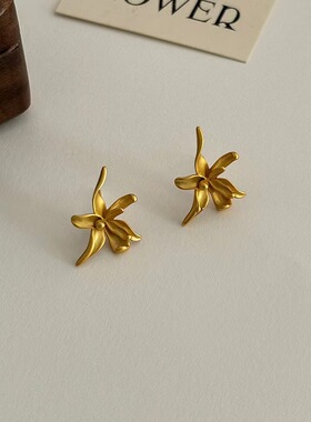 银白鸢尾花轻奢气质耳钉