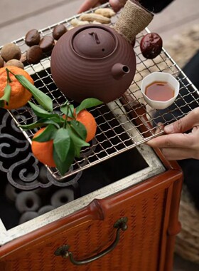 筇竹围炉煮茶器铸铁炭炉茶壶套装烧烤炉木碳取暖炉家用室内烤火炉