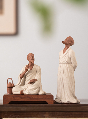 历史风云人物摆件茶圣陆羽伯牙钟子期中式茶室客厅装饰中国风摆设