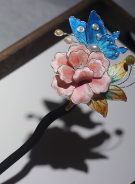 非遗掐丝绒花蚕丝富贵牡丹花古风