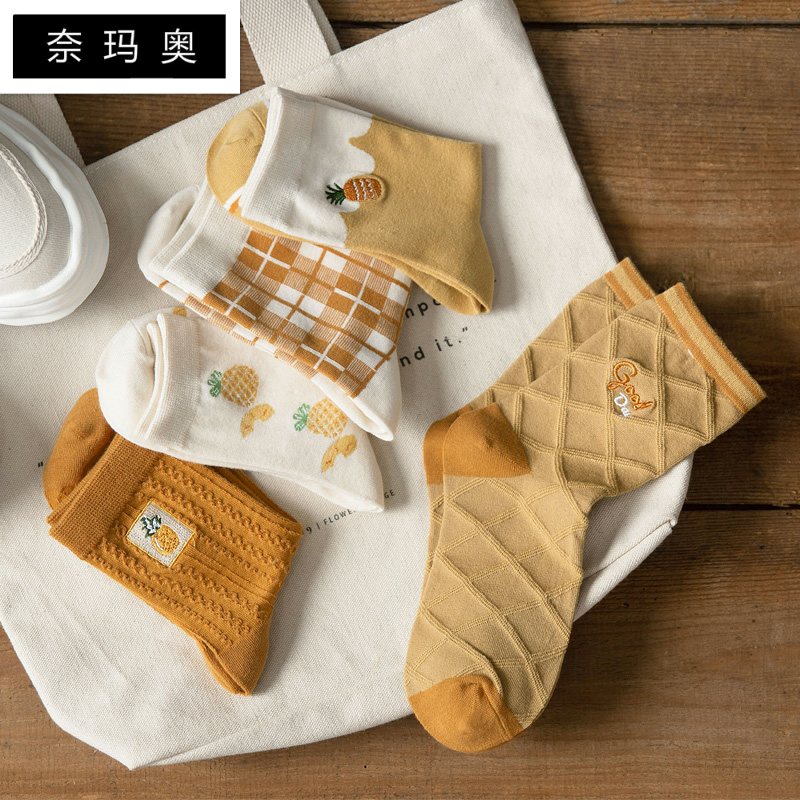 新款春秋ins潮四季款田园中筒袜 奈玛奥短袜/打底袜/丝袜/美腿袜