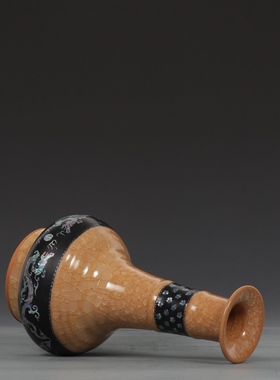 宋龙泉官窑螺钿弦纹盘口瓶古董古玩收藏品包老保真老货瓷器摆件