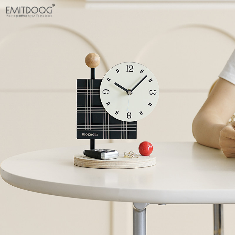 EMITDOOG创意桌面摆件入户玄关摆台式时钟客厅装饰钟表电视柜饰品,淘宝优惠券,粉丝福利购,淘宝优惠卷