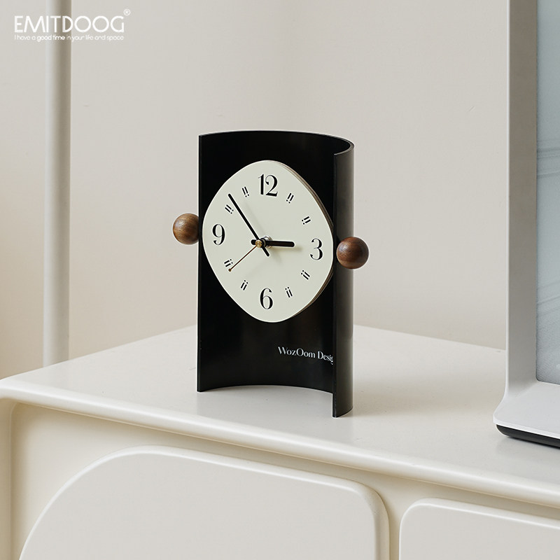 EMITDOOG入户玄关高级感时钟摆件客厅电视柜摆台式桌面钟表装饰品,淘宝优惠券,粉丝福利购,淘宝优惠卷