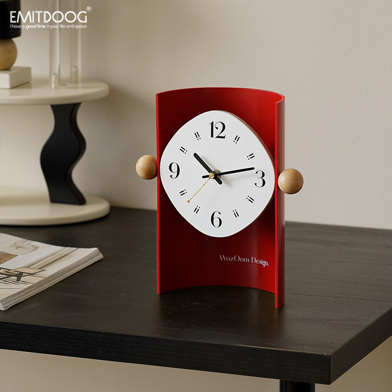 EMITDOOG入户玄关高级感时钟摆件客厅电视柜摆台式桌面钟表装饰品,淘宝优惠券,粉丝福利购,淘宝优惠卷