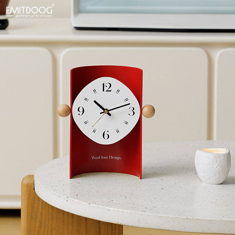EMITDOOG入户玄关高级感时钟摆件客厅电视柜摆台式桌面钟表装饰品,淘宝优惠券,粉丝福利购,淘宝优惠卷