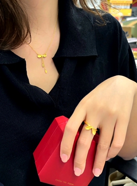 调太幅18K金兔耳朵流苏项链