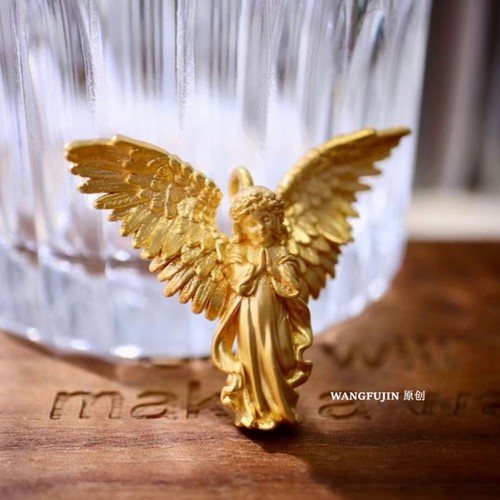 18K金爱河守望小天使项链 女纯银祈祷天使锁骨链翅膀时尚百搭礼物 - 图2