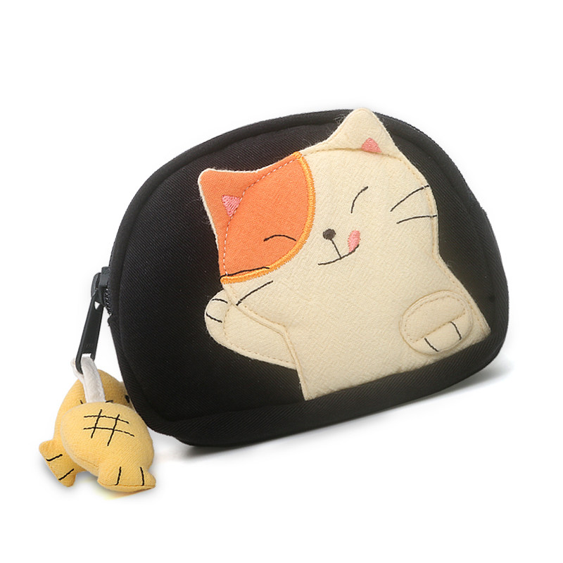 kine猫 贪吃猫双层拉链零钱包卡通可爱布艺小巧硬币口红收纳包女,淘宝优惠券,粉丝福利购,淘宝优惠卷