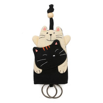 Special Japan design KINE cat cartoon three-dimensional pure cotton cloth art parquet key bag car key packet double ring