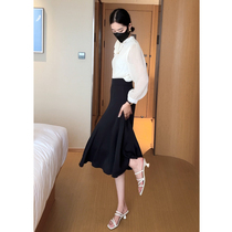 Black Fishtail Half Body Dress Woman Spring Autumn 2024 New High Waist Display Slim Mid-Length Style Pituality Wrap Hip Skirt