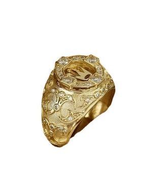 臻荣wish爆款镀18k黄金皇冠戒指