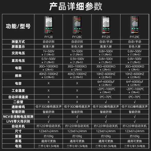 福仪万用表数字高精度带支架多功能全自动便携式迷你数显万能表 - 图2