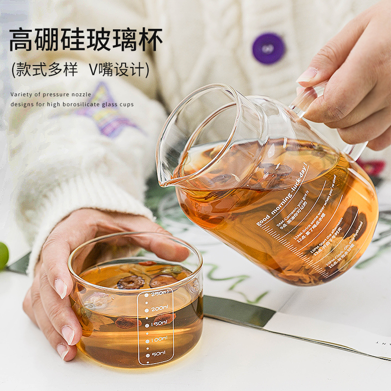 水杯女新款2023大容量喝水的杯子带盖茶杯家用豆浆杯耐高温玻璃杯