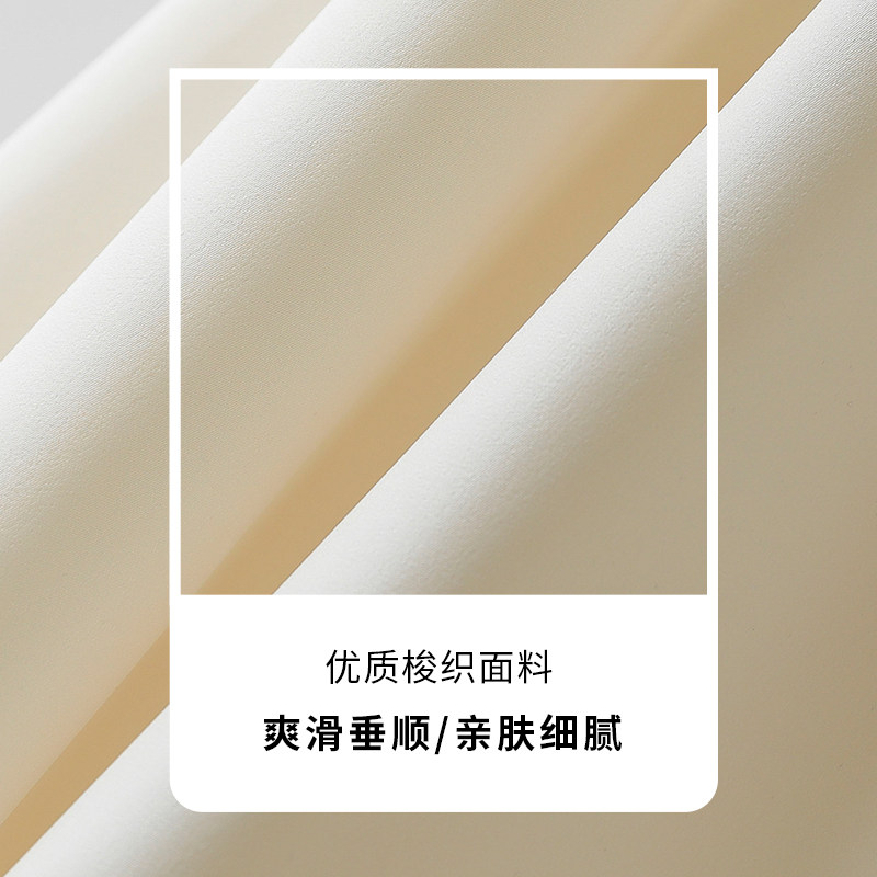 my杏色缎面长袖秋季蝴蝶结v领衬衫 缪语女装衬衫