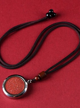 2026久雅水晶 天然朱砂嘎乌盒吊坠 镜面怀表朱砂坠子盒子项链