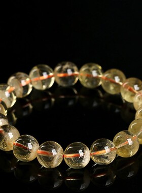 2026名都水晶 天然聚盆黄水晶手链 黄水晶圆珠手串 厂家直销