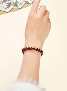 2026晶德珠宝 天然酒红石榴石手链简约女人石水晶手串首饰品礼物