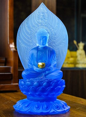 2026精品水琉璃贴金工艺药师佛像家用佛堂供奉药师琉璃如来像祝福