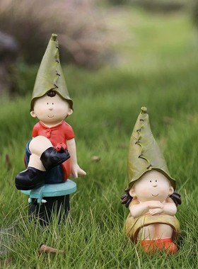 2026跨境新品花园装饰庭院花架装饰品树脂园艺装饰品树脂娃娃人物