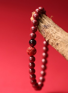2026辰世保真高含量朱砂手链女晶体莲花心石榴石手饰佛珠手串