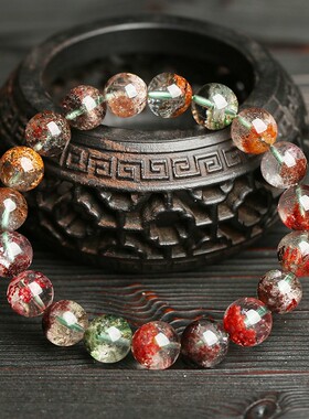 2026诚石珠宝 天然花幽灵手链 彩幽灵手串 水晶DIY饰品 源头厂家