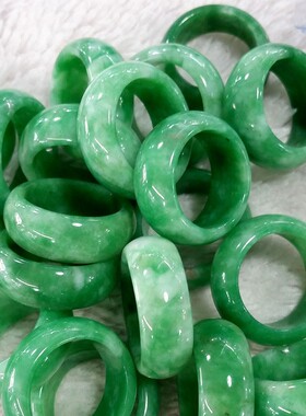 2026复古缅甸满绿翡翠干青铁龙生戒指祖母绿翡翠色玉石扳指指环男