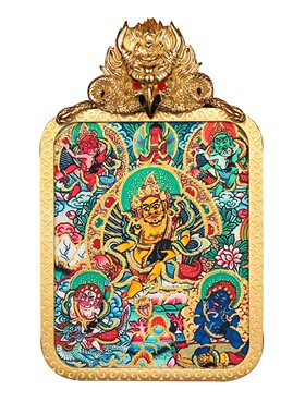 2026描金黑财神唐卡吊坠黄财神西藏护身符招财男女项链扎基拉姆毛