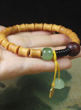 2026檀香木竹节7*9手串手链莲花莲蓬款 男女文玩佛珠念珠首饰