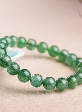 2026久雅水晶 绿草莓晶手链 DIY饰品绿色草莓晶圆珠 散珠