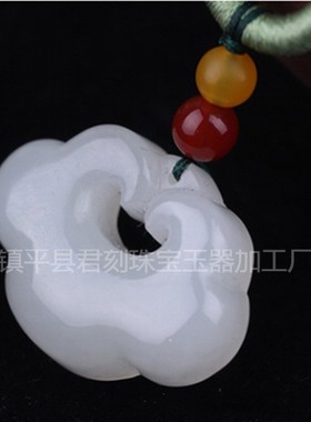 2026新疆金丝玉白玉玉兰花吊坠女款白玉花开富贵玉佩挂件玉石玉器