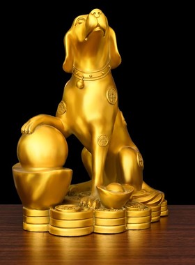 2026铜狗摆件招财元宝生肖狗旺财西北缺角补角聚宝盆客厅大号吉祥