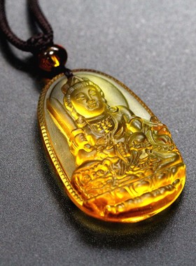 2026厂家直销琉璃黄水晶八大守护神吊坠十二生肖本命佛阿弥陀佛项