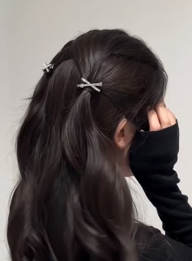 交叉水钻发夹韩系可爱侧