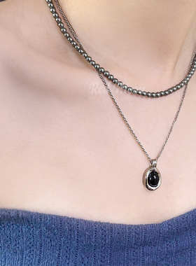 施家珍珠颈链真多麻灰色珍珠项链女小米珠锁骨链珠女轻奢高级贝珠