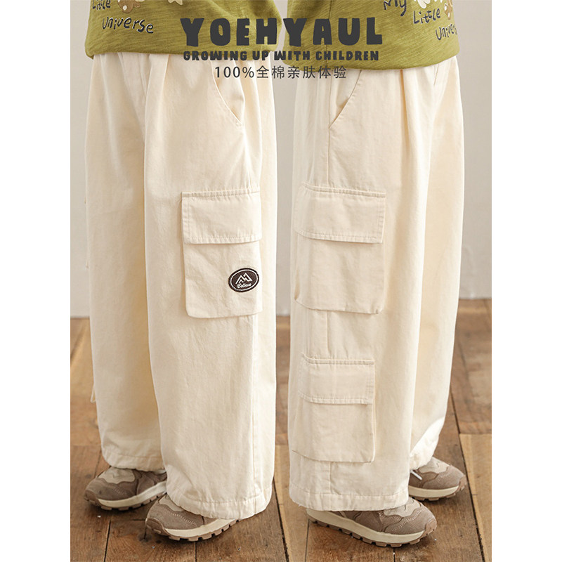 幼悠男童2025春季新款简约时尚工装裤宽松休闲户外百搭儿童裤子潮,淘宝优惠券,粉丝福利购,淘宝优惠卷