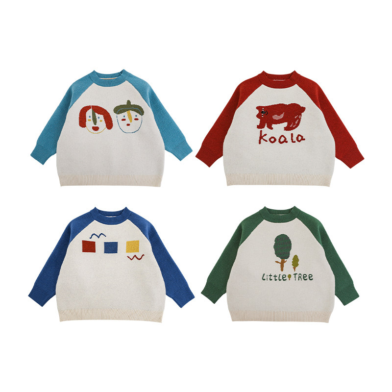 幼悠男童2025冬季新款卡通长袖圆领撞色毛衣厚织保暖儿童针织衫潮,淘宝优惠券,粉丝福利购,淘宝优惠卷
