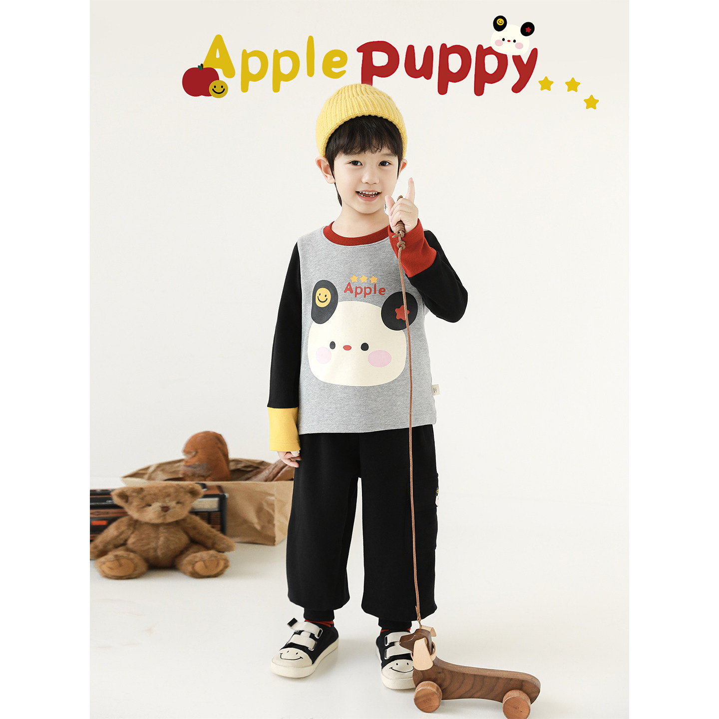 幼悠 男童2025秋季新款长袖圆领卡通撞色t恤宽松透气儿童潮酷上衣,淘宝优惠券,粉丝福利购,淘宝优惠卷