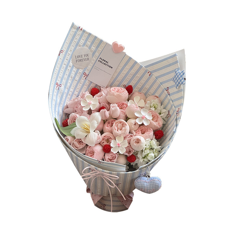 【2.14情人节】芯苼 韩风条纹蝴蝶结布料鲜花束diy精致条纹包花布,淘宝优惠券,粉丝福利购,淘宝优惠卷