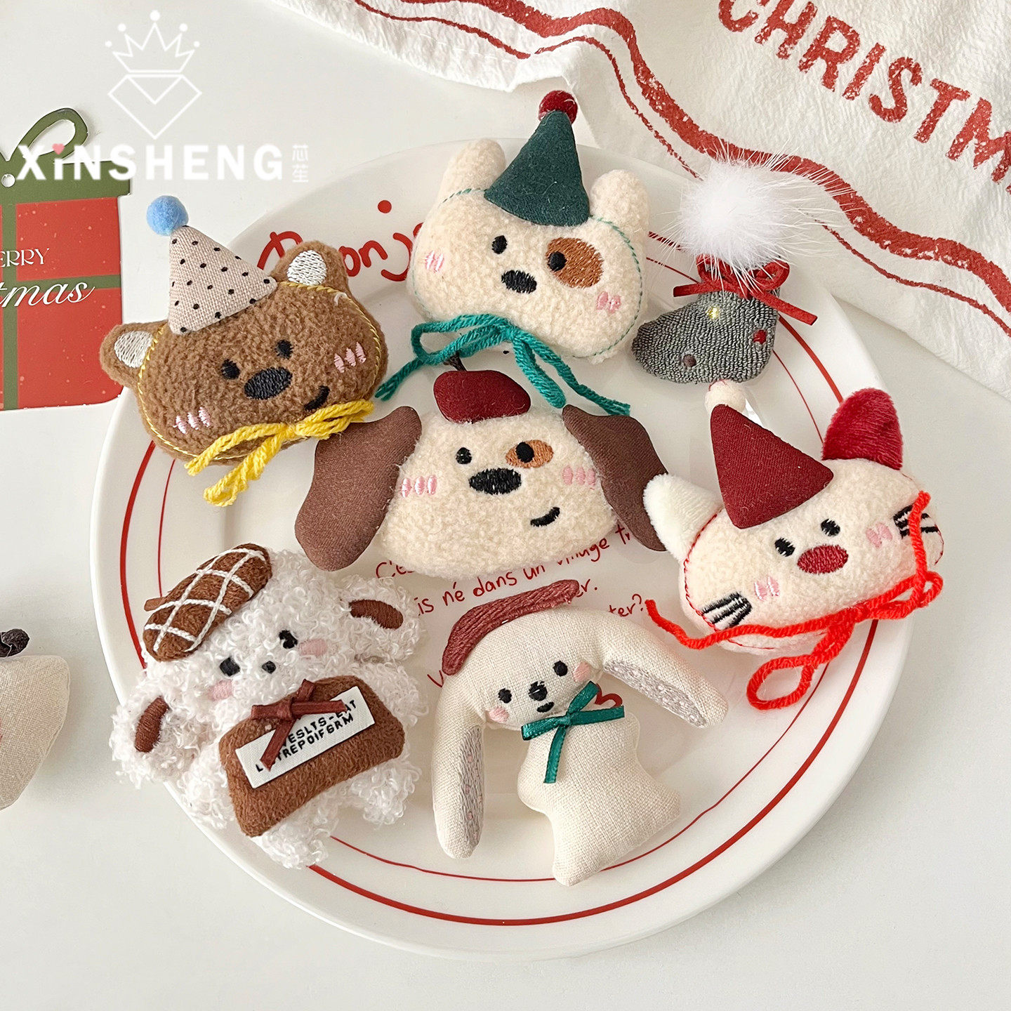 【圣诞节新品】芯苼 卡通配饰 节日礼物鲜花束包装配件圣诞树挂饰,淘宝优惠券,粉丝福利购,淘宝优惠卷