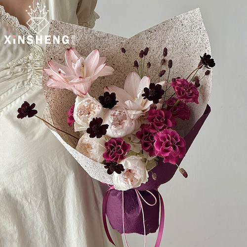 芯苼 手工树皮纸 高级感鲜花花束手工DIY复古包花纸花艺包装资材 - 图0