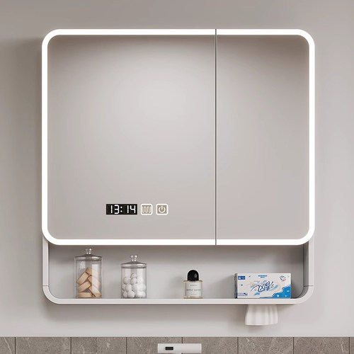 加厚太空铝浴室镜柜单独镜箱卫生间挂墙式储物镜子带灯光收纳镜柜 - 图2