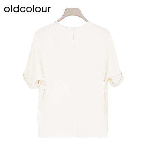 oldcolour欧珂夏季纯色简约休闲百搭通勤短袖套头衫女BR280126A1 - 图0
