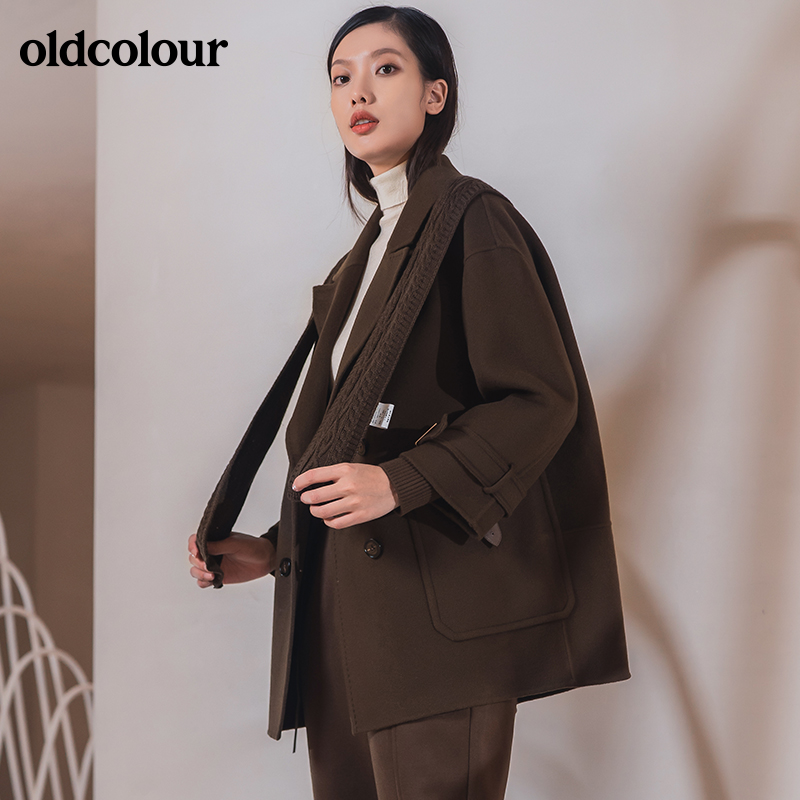 oldcolour2021冬季气质修身宽松百搭手工呢外套GN41155903-2399 - 图1