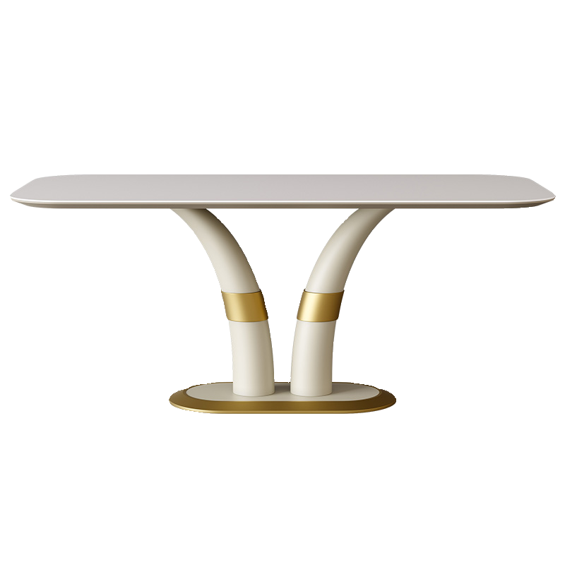 岩板餐桌家用小户型现代简约轻奢高级感2024新款奶油风长方形饭桌-图3