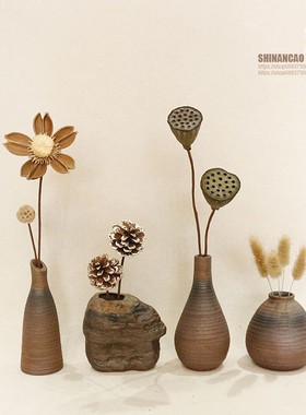 新款原木风摆b件家居饰品软装A角几柜台小物件茶室禅意博古架新中