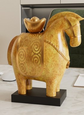 新款马上发财新中式马摆件马上有钱办F公室客厅家居装饰品乔迁新