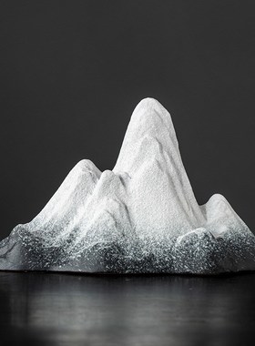 新款雪山小摆件创意m微景观造景陶瓷客厅新中式玄关假山鱼缸造景