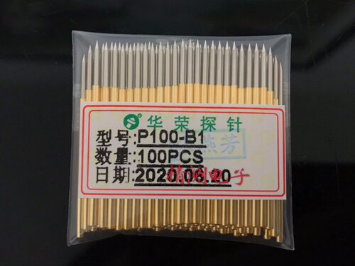 华荣探针P100-B1尖头测试针伸缩探针弹簧顶针PCB探针1.36x33.35mm - 图0