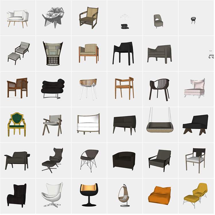 200套中式北欧现代家具椅子草图大师SU模型3DMAX犀牛RhinoC4D素材 - 图2